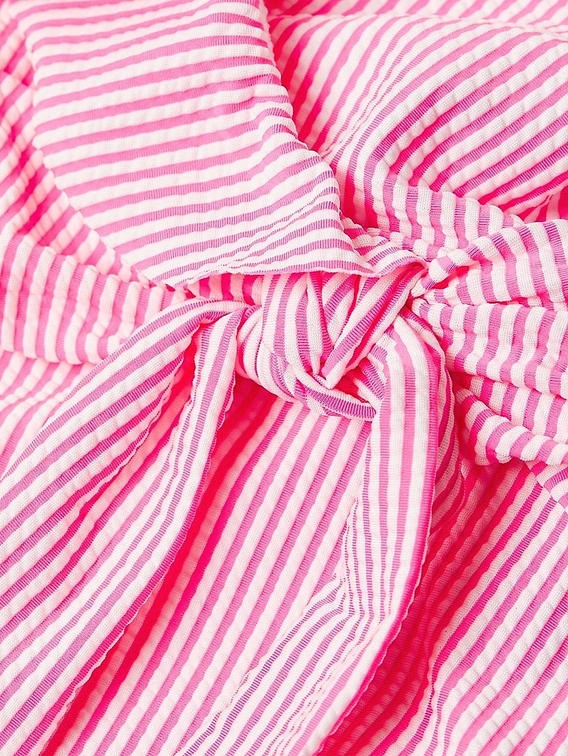 Delphie Seersucker Ruffled One-Piece Swimsuit