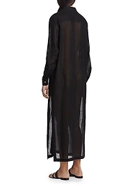 Lace-Up Linen Maxi Dress