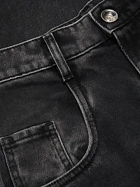 Distressed Slit Mid-Rise Baggy Jeans