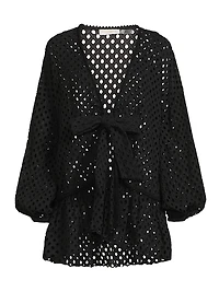 Caya Cotton Tie-Front Cover-Up Minidress