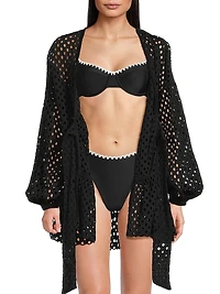 Caya Cotton Tie-Front Cover-Up Minidress