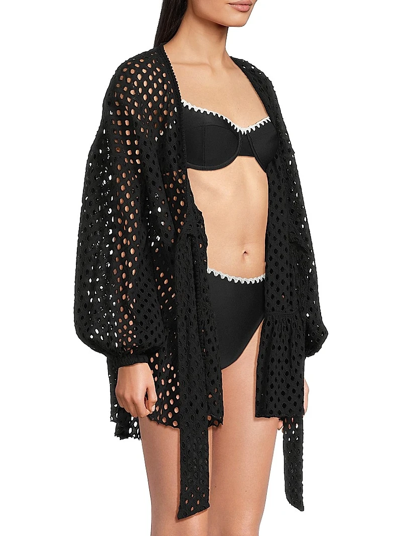 Caya Cotton Tie-Front Cover-Up Minidress