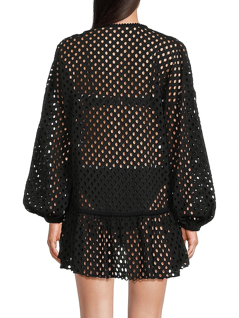 Caya Cotton Tie-Front Cover-Up Minidress