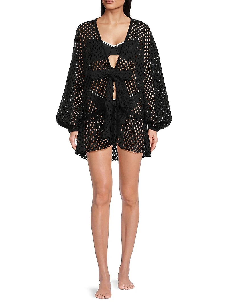 Caya Cotton Tie-Front Cover-Up Minidress