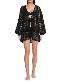 Caya Cotton Tie-Front Cover-Up Minidress