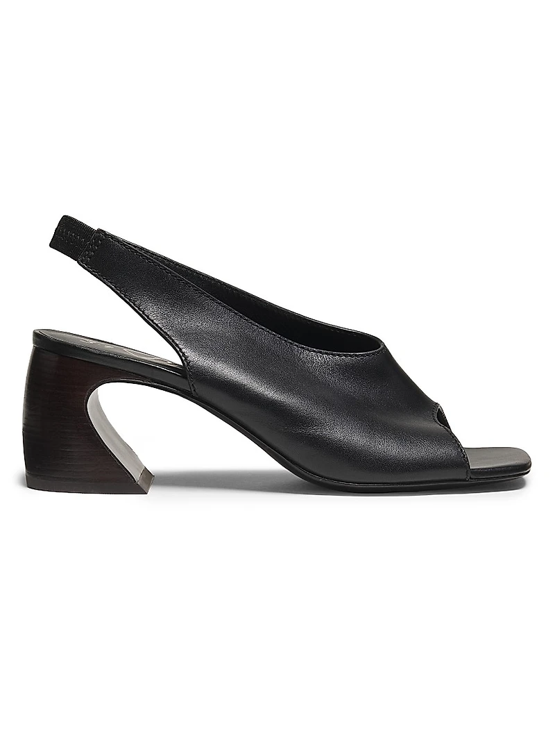 65MM Leather Open-Toe Slingback Mules