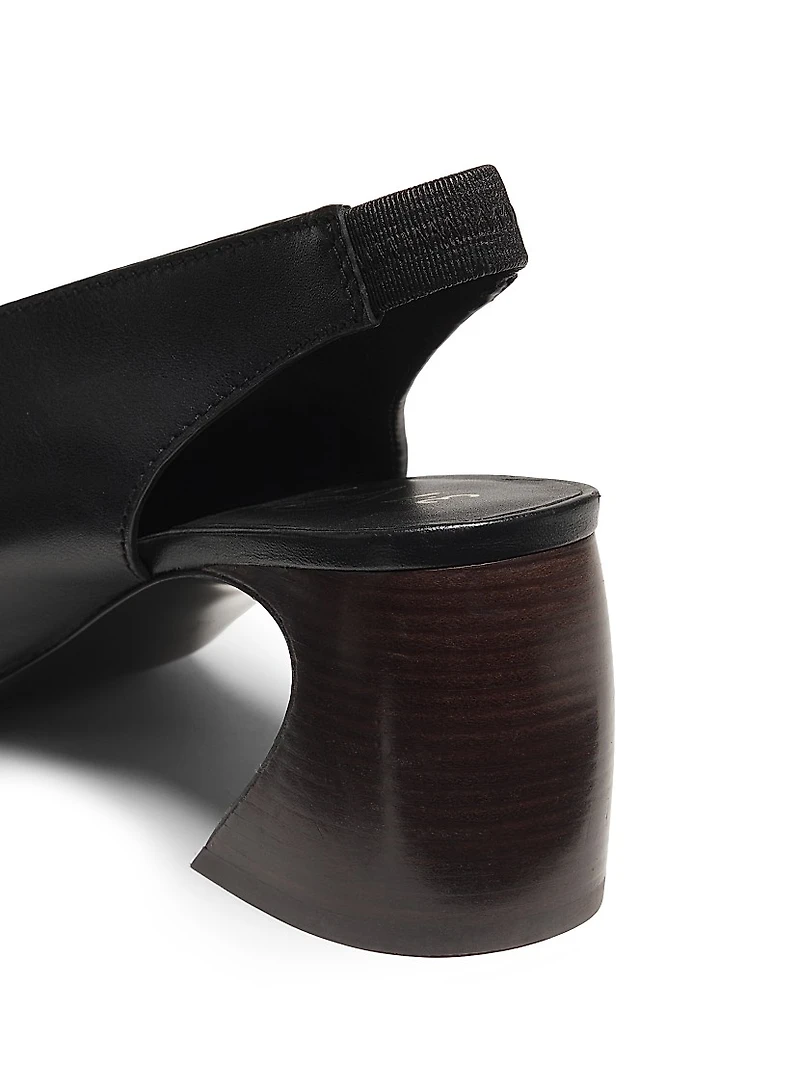 65MM Leather Open-Toe Slingback Mules