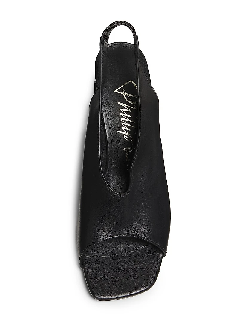 65MM Leather Open-Toe Slingback Mules