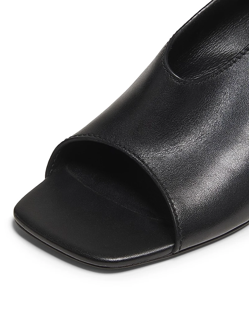 65MM Leather Open-Toe Slingback Mules