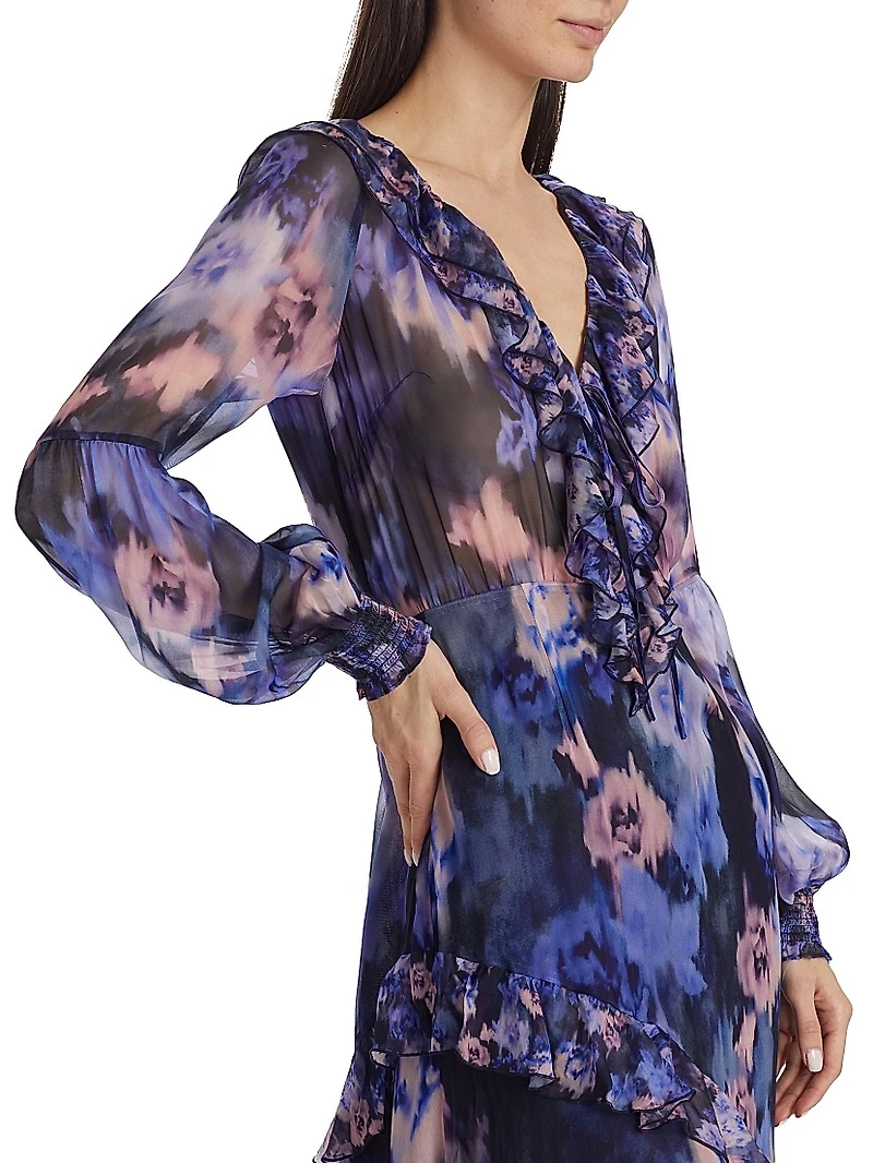 Varda Printed Ruffled Midi-Dress