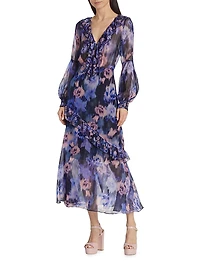Varda Printed Ruffled Midi-Dress