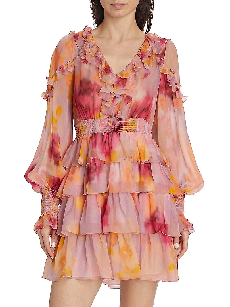 Orchid Smocked Ruffled Minidress