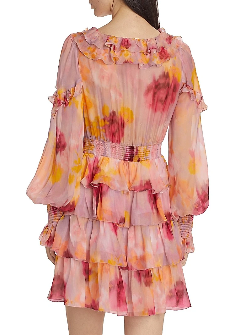 Orchid Smocked Ruffled Minidress