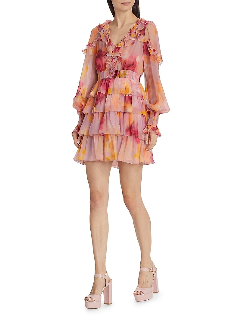 Orchid Smocked Ruffled Minidress
