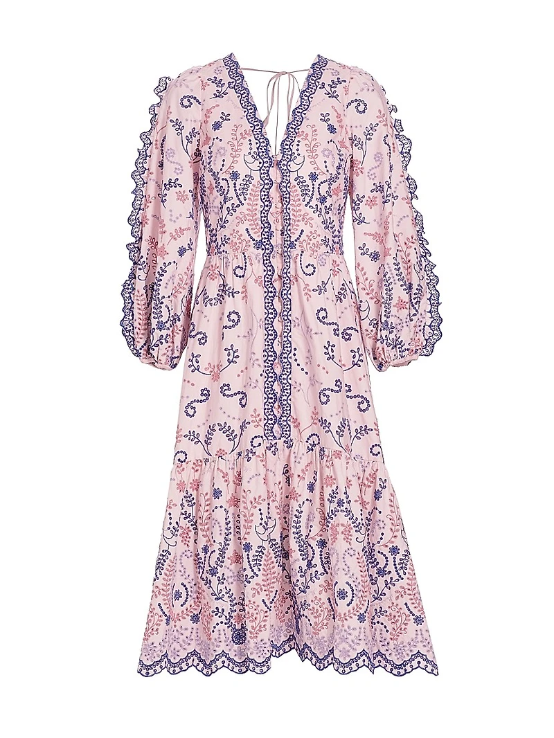 Cotton Broderie Anglaise Midi-Dress