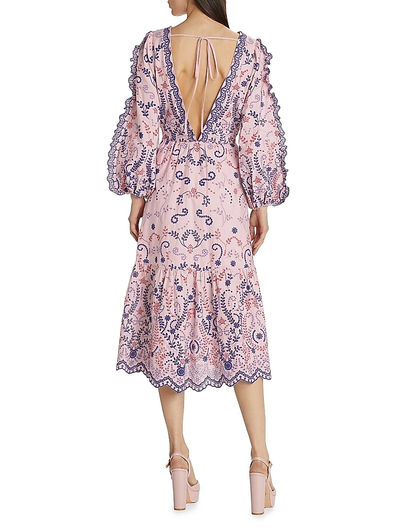 Cotton Broderie Anglaise Midi-Dress