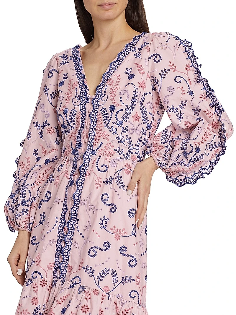 Cotton Broderie Anglaise Midi-Dress