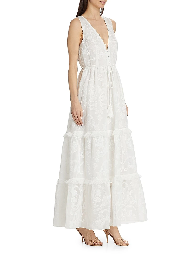Calla Embroidered Tiered Maxi Dress