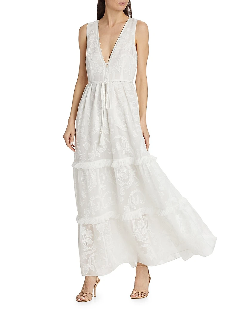 Calla Embroidered Tiered Maxi Dress
