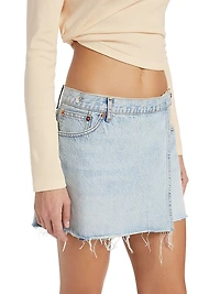 Re/done & Pam Mid-Waist Denim Wrap Miniskirt