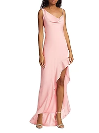 Daphne Silk Cowl-Neck Gown