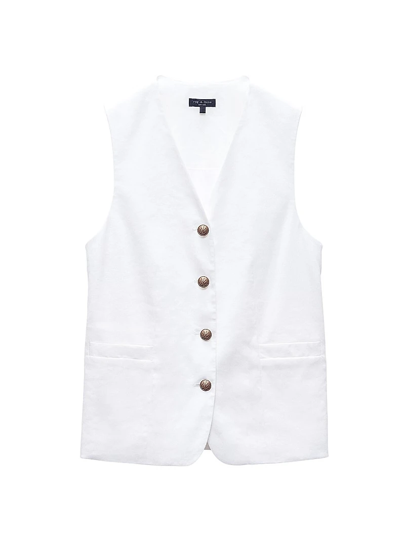 Charlotte Linen-Blend Button-Up Vest