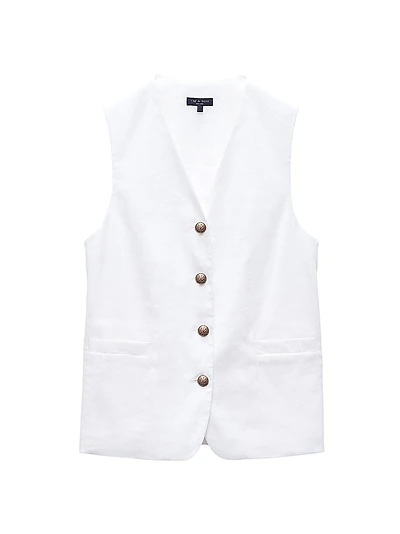 Charlotte Linen-Blend Button-Up Vest