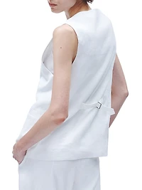 Charlotte Linen-Blend Button-Up Vest