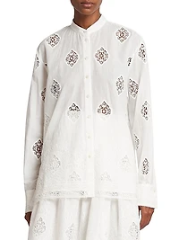 Open-Back Lace-Paneled Shirt