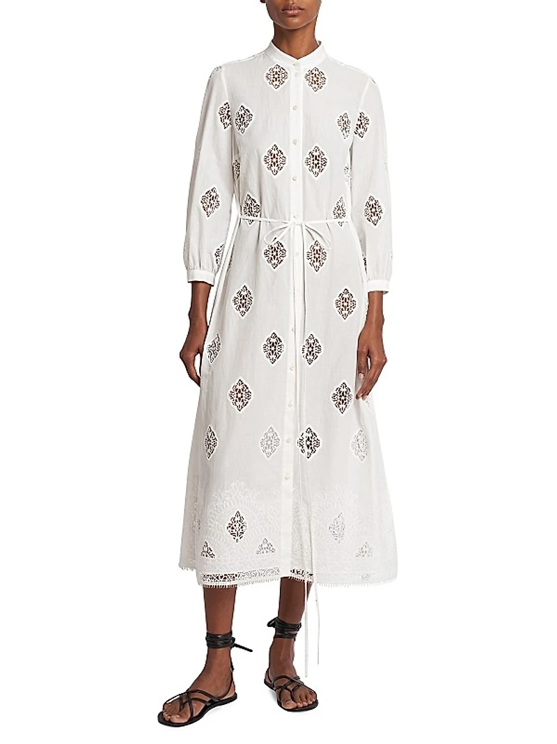 Cotton-Blend Lace-Paneled Maxi Dress