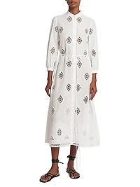 Cotton-Blend Lace-Paneled Maxi Dress