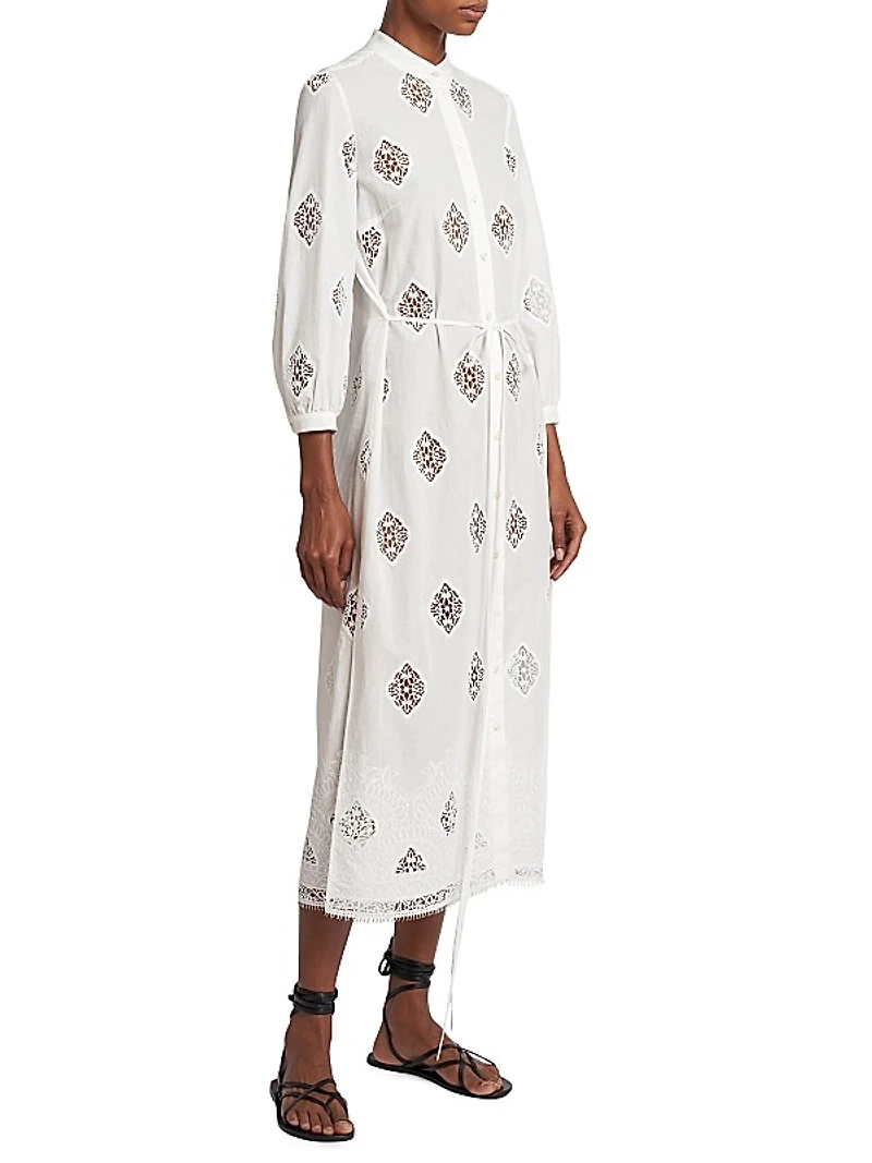 Cotton-Blend Lace-Paneled Maxi Dress