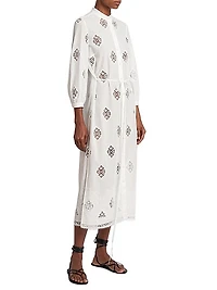 Cotton-Blend Lace-Paneled Maxi Dress