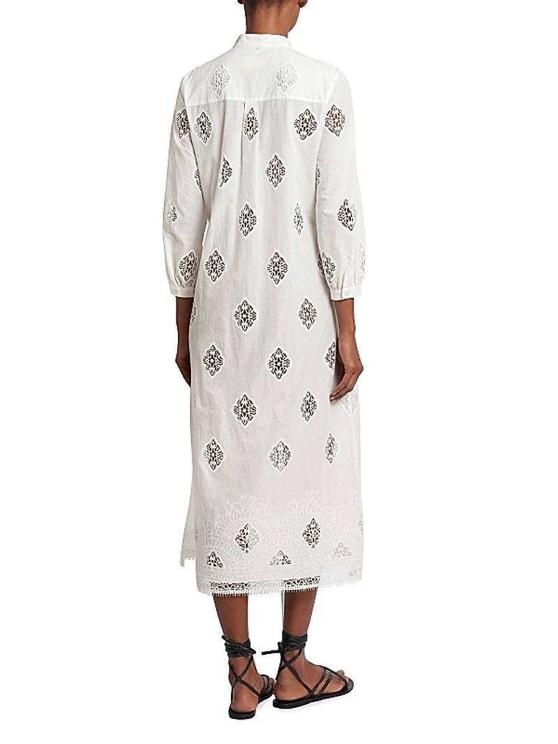 Cotton-Blend Lace-Paneled Maxi Dress