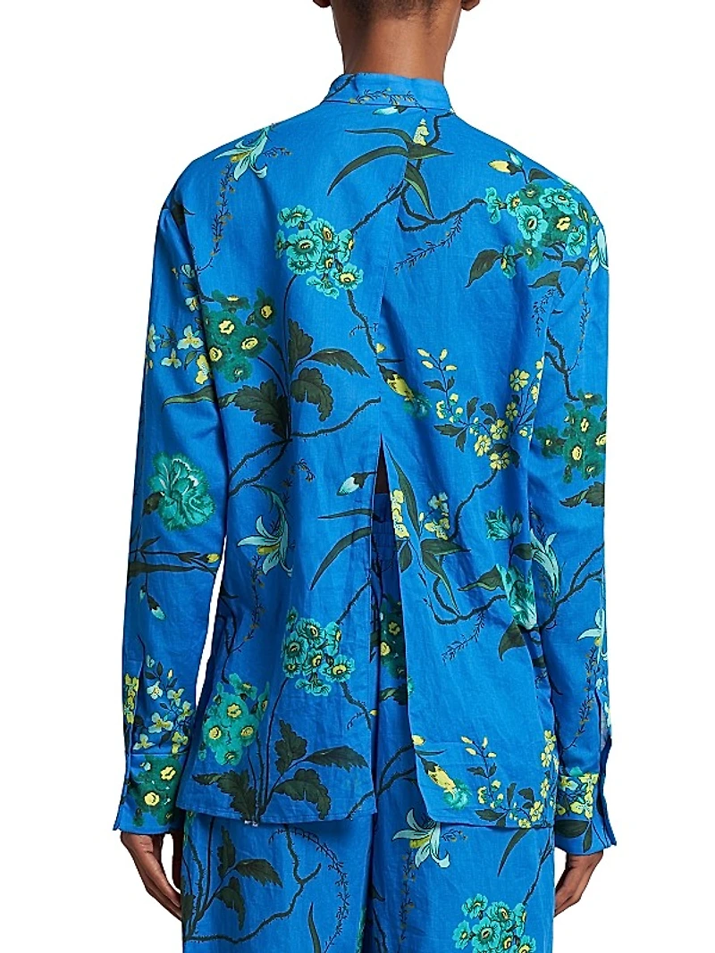 Floral Open-Back Shirt