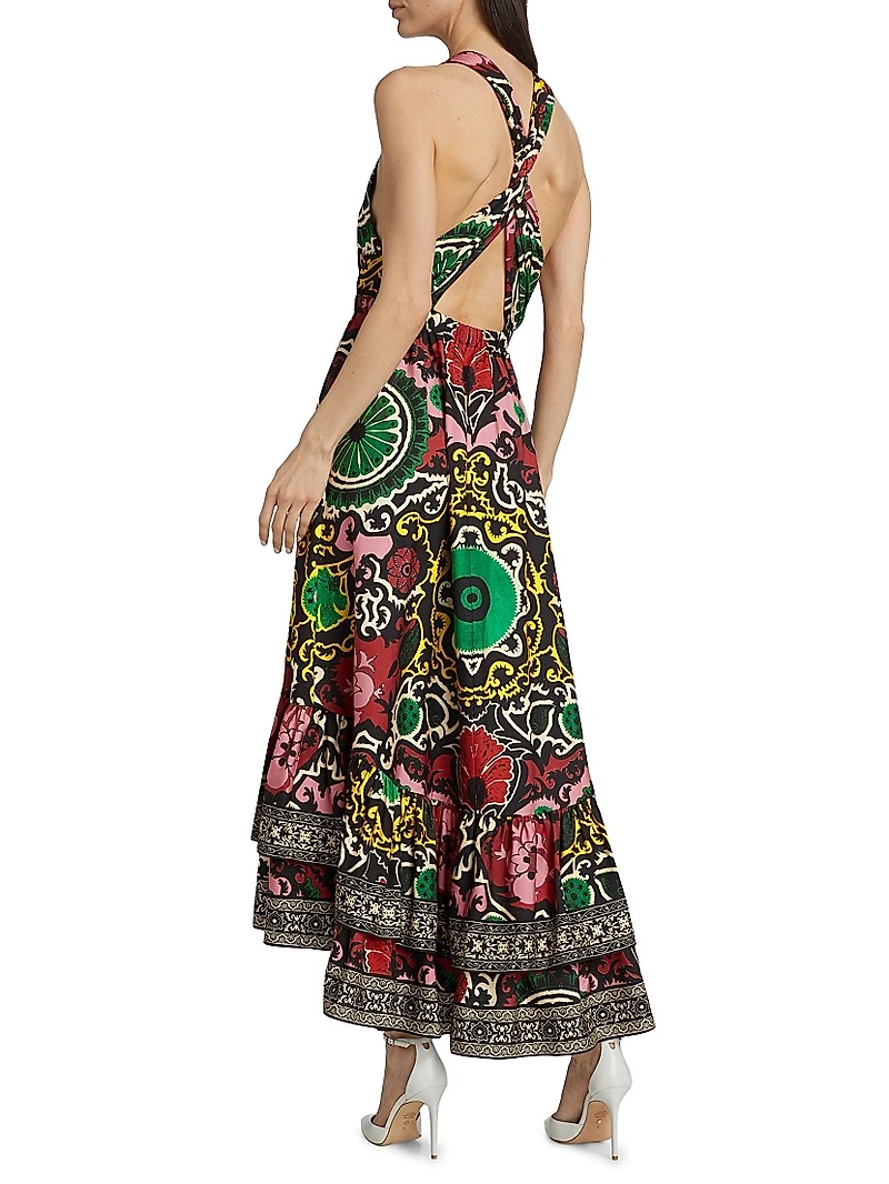 Loyce Geometric Twist-Back Maxi Dress