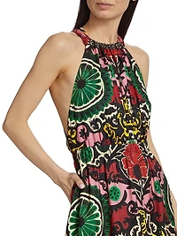 Loyce Geometric Twist-Back Maxi Dress