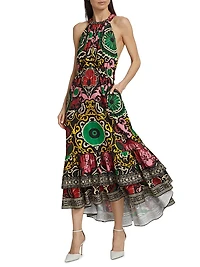 Loyce Geometric Twist-Back Maxi Dress