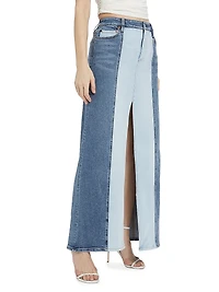 Rye Two-Tone Denim Maxi Skirt