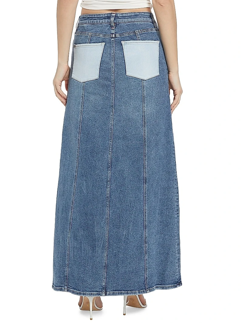 Rye Two-Tone Denim Maxi Skirt