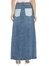 Rye Two-Tone Denim Maxi Skirt
