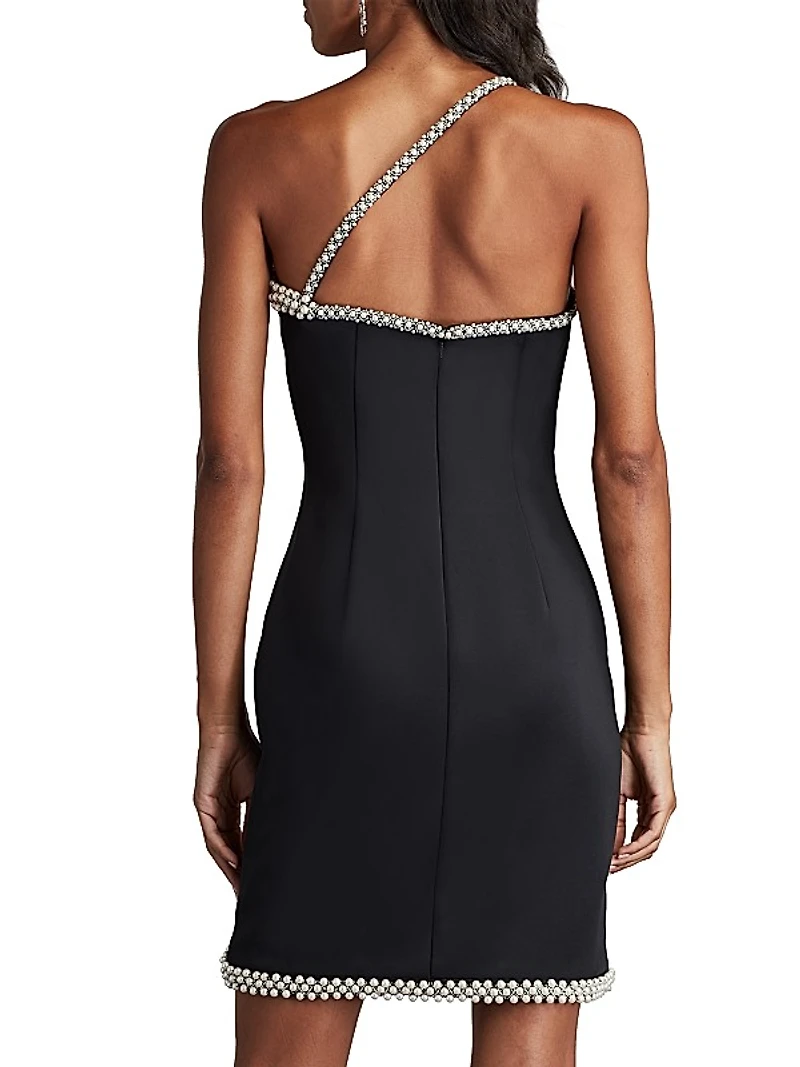 Imitation Pearl-Trimed Neoprene Minidress