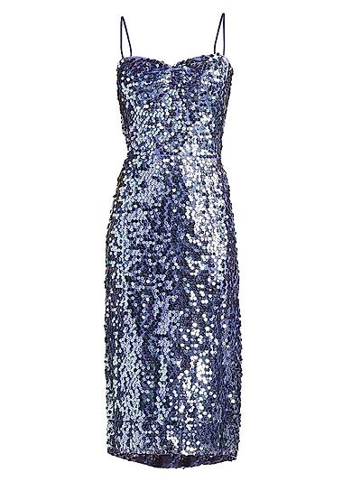 Paillettes Lattice Midi-Dress