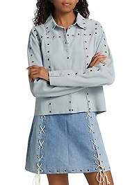 Suede Grommet Shirt Jacket