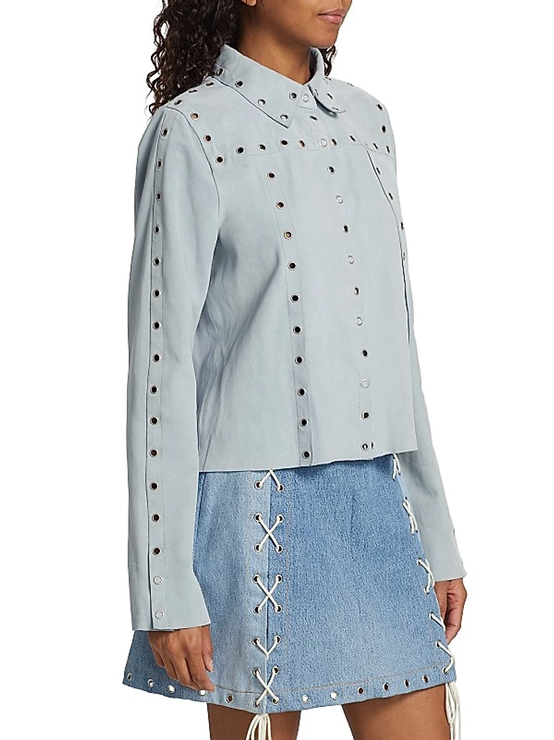 Suede Grommet Shirt Jacket