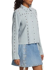 Suede Grommet Shirt Jacket