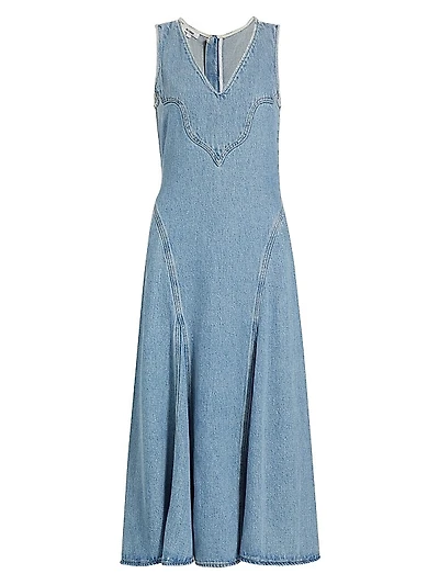 Western Denim Midi-Dress