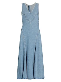 Western Denim Midi-Dress