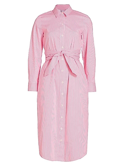 Veronica Striped Cotton Tie-Waist Shirtdress