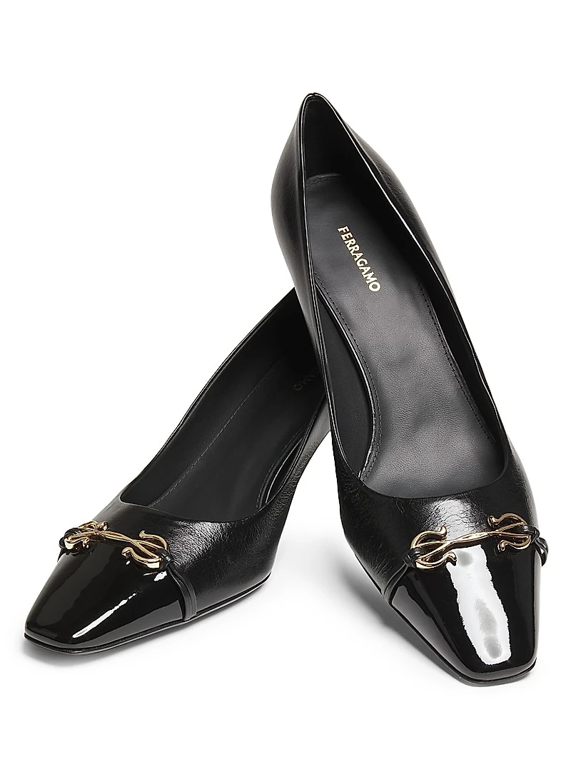 Bria 60MM Patent Leather Cap-Toe Pumps